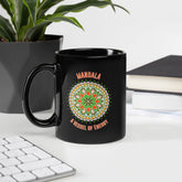 Celestial Sip Mandala Black Glossy Mug - Beyond T-shirts